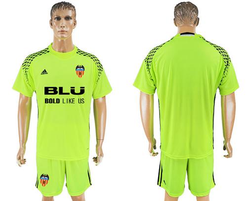 Valencia Blank Shiny Green Goalkeeper Soccer Club Jersey